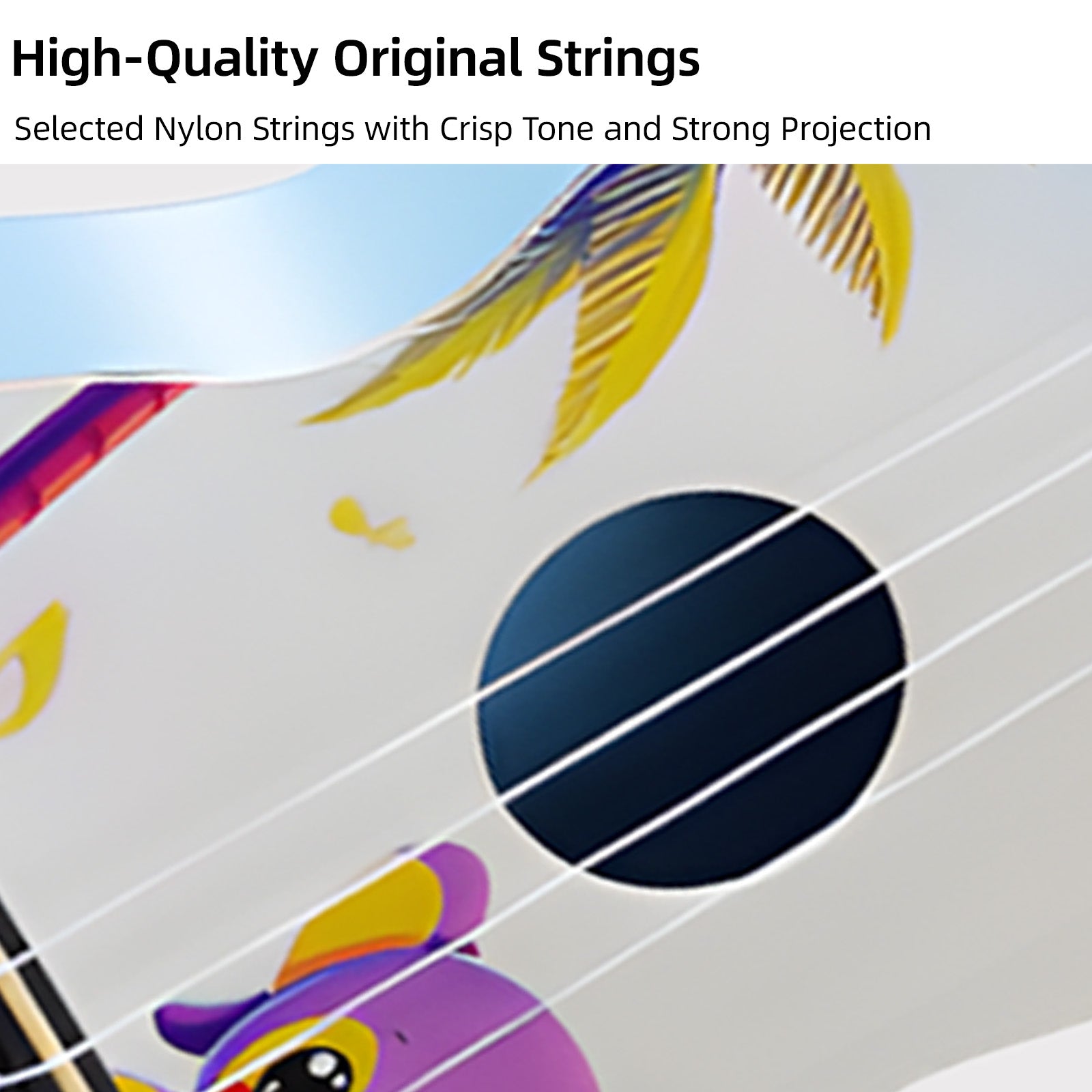 LEKATO 21 Inch Cartoon Painting Ukulele Composite Carbon Fiber Travel Set