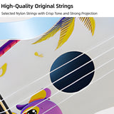 LEKATO 21 Inch Cartoon Painting Ukulele Composite Carbon Fiber Travel Set