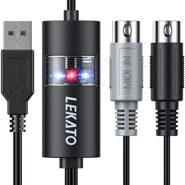 LEKATO MIDI Cable MIDI to USB Interface Midi Cable Input & Output Conn   Buy Musical Instruments, Pedals, Wireless, Drum, Pro Audio & More - LEKATO