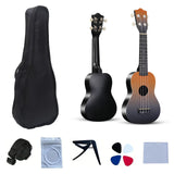 LEKATO 21 Inch Gradient Macron Simple Ukulele Composite Carbon Travel Set