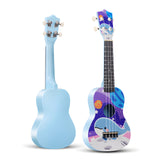 LEKATO 21 Inch Animal Cartoon Painting Ukulele Composite Carbon Fiber Travel Set