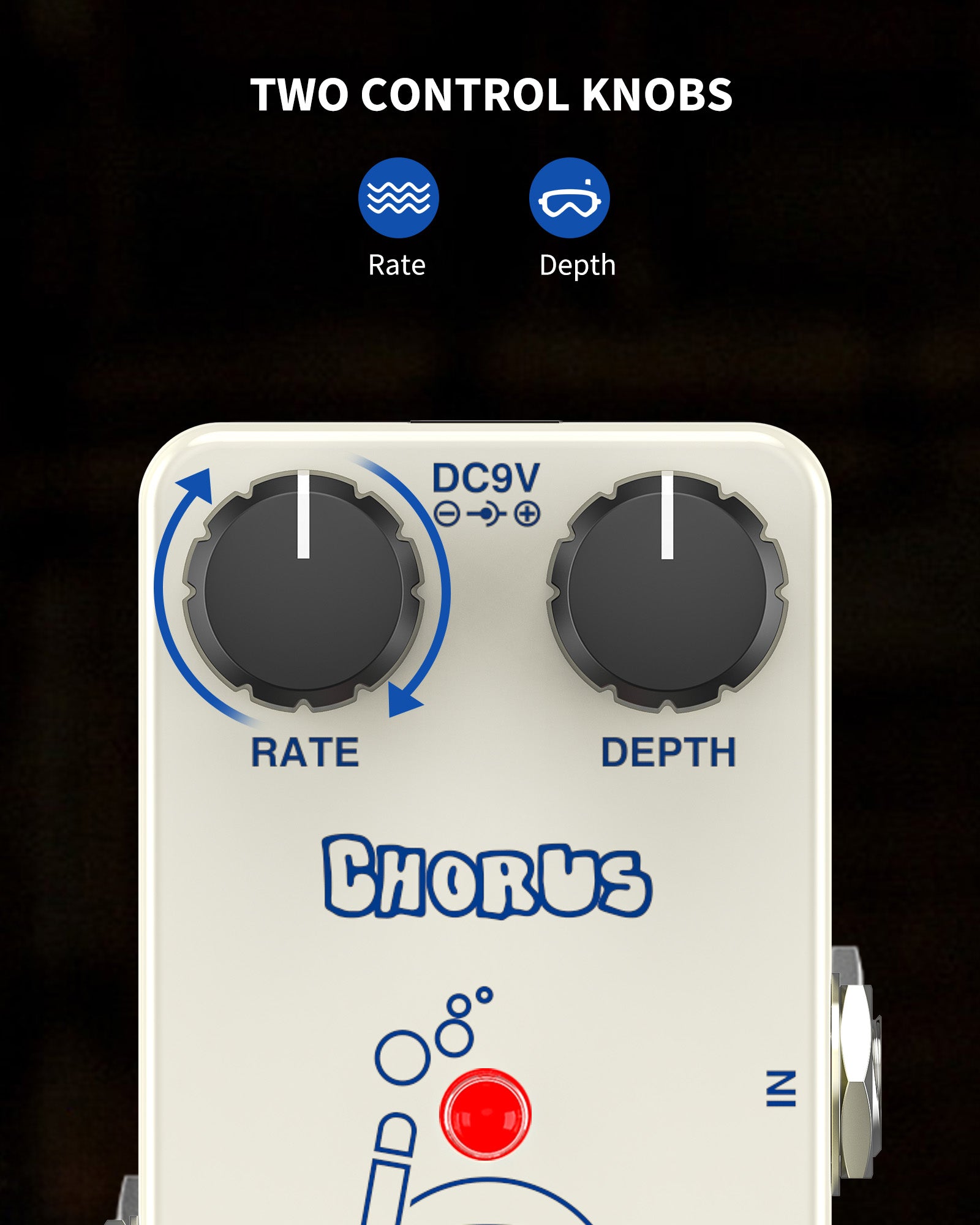 POGOLAB Chorus Guitar Effect Pedal 9V DC LED Light True Bypass Full Metal Shell - LEKATO-Best Music Gears And Pro Audio