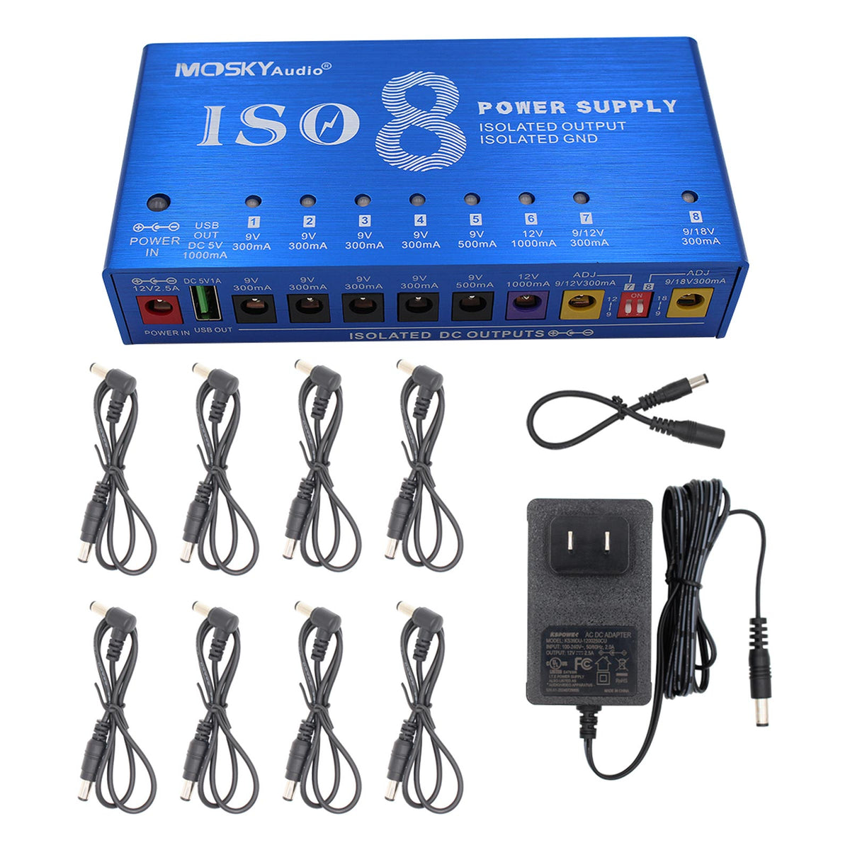 MOSKY AUDIO Guitar Pedal ISO 8 Power Supply 8 way Independent Isolated