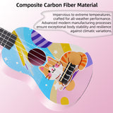 LEKATO 21 Inch Animal Cartoon Painting Ukulele Composite Carbon Fiber Travel Set