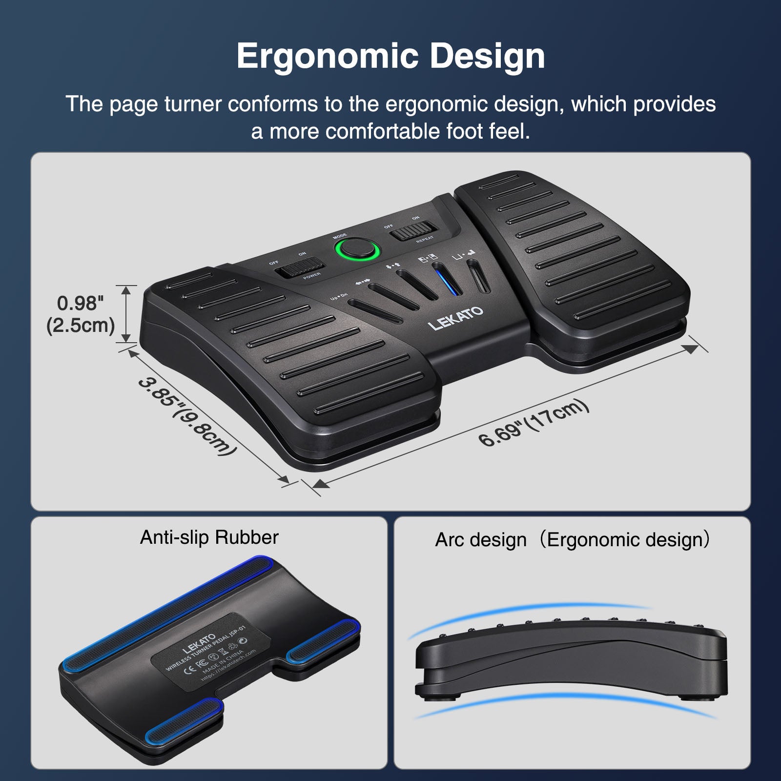 LEKATO JSP-01 Wireless Page Turner Pedal Buletooth Foot Pedal