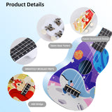 LEKATO 21 Inch Animal Cartoon Painting Ukulele Composite Carbon Fiber Travel Set