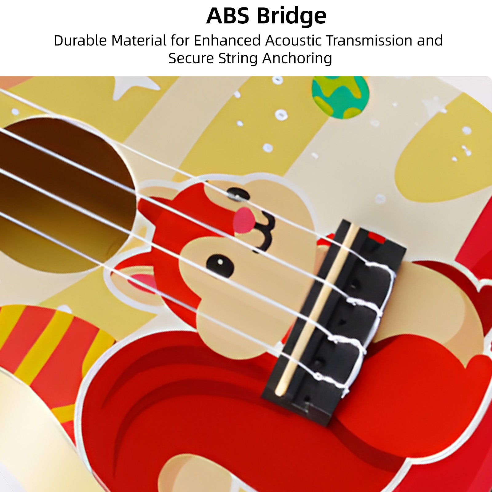 LEKATO 21 Inch Animal Cartoon Painting Ukulele Composite Carbon Fiber Travel Set