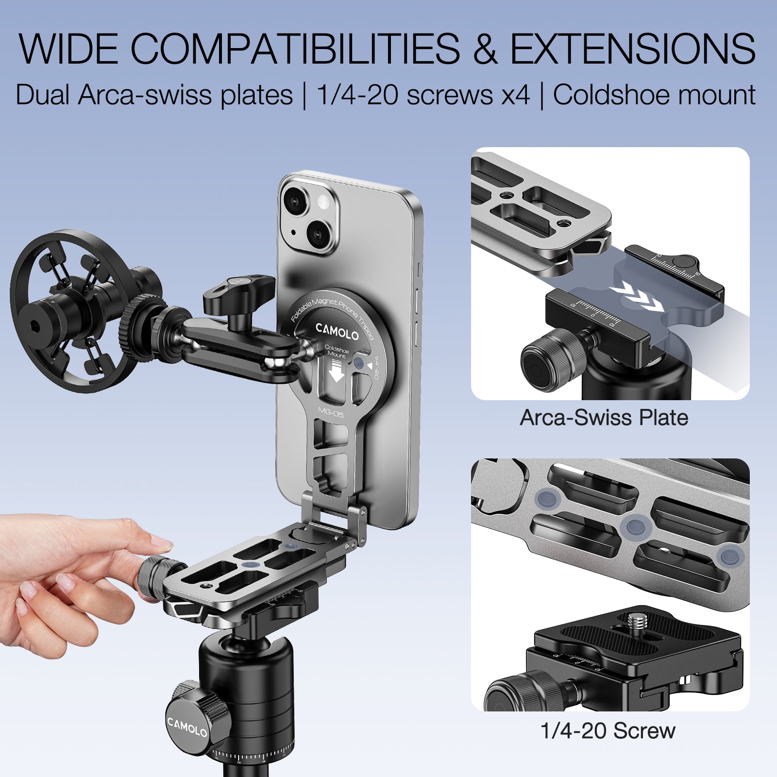 CAMOLO MG05 Tripod Mount Handle Smartphone Desk Stand