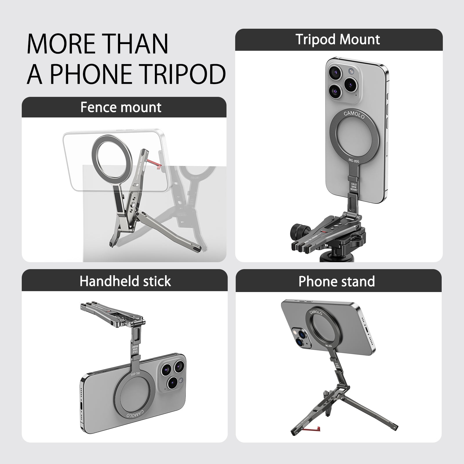 CAMOLO MG-05G Magsafe Phone Holder Foldable Magnetic Pocket Tripod