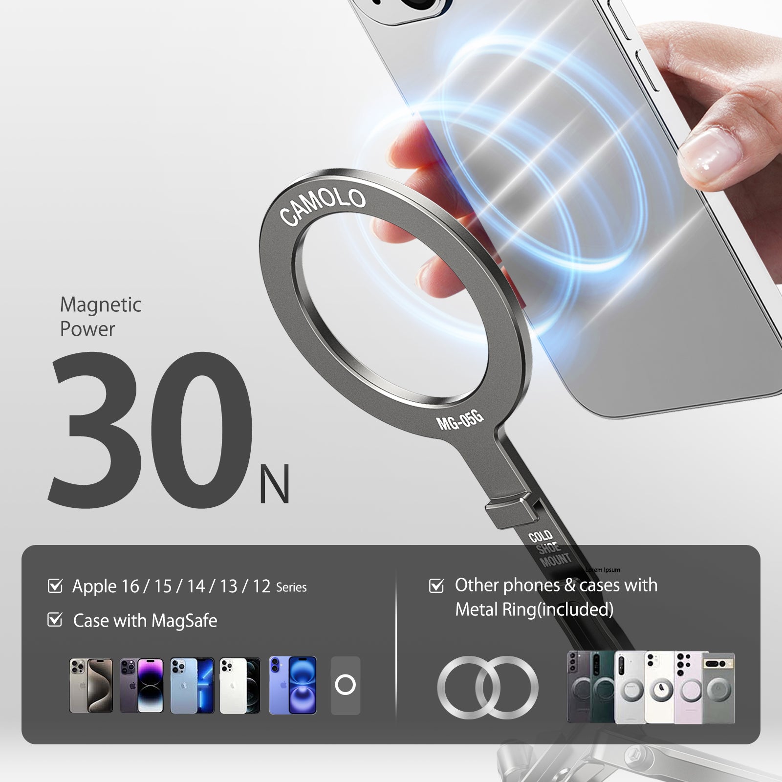 CAMOLO MG-05G Magsafe Phone Holder Foldable Magnetic Pocket Tripod