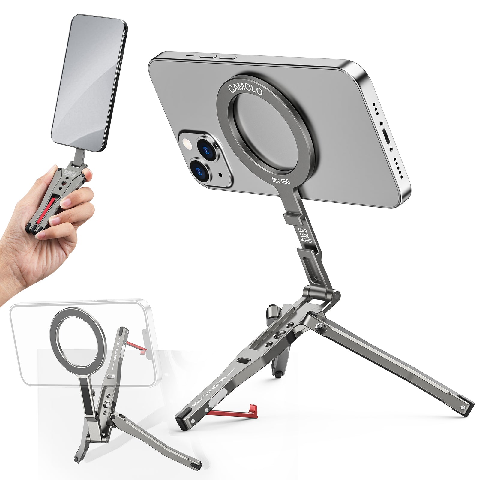 CAMOLO MG-05G Magsafe Phone Holder Foldable Magnetic Pocket Tripod