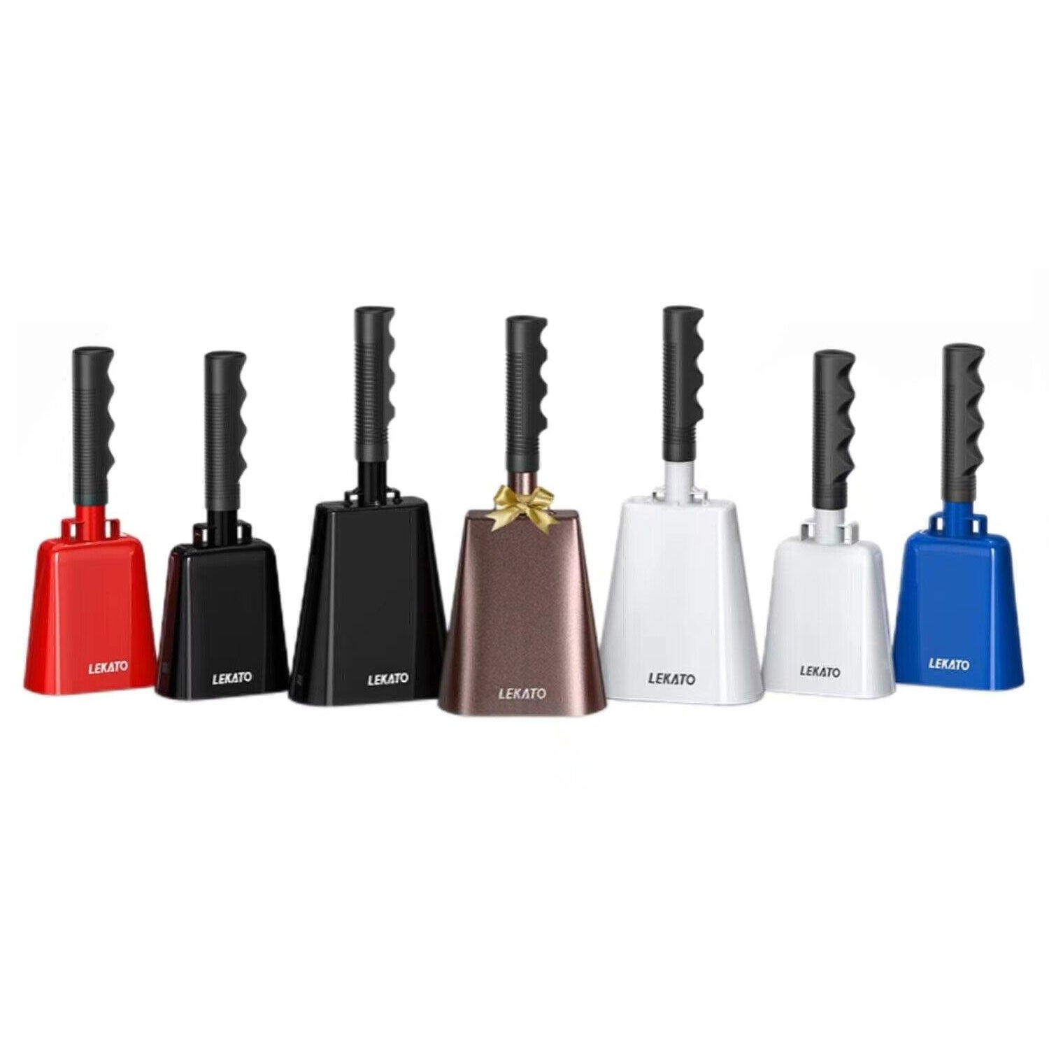 LEKATO 6.3" 8" 10" Steel Cowbell with Handle Cheering Bell for Sports Events Copper