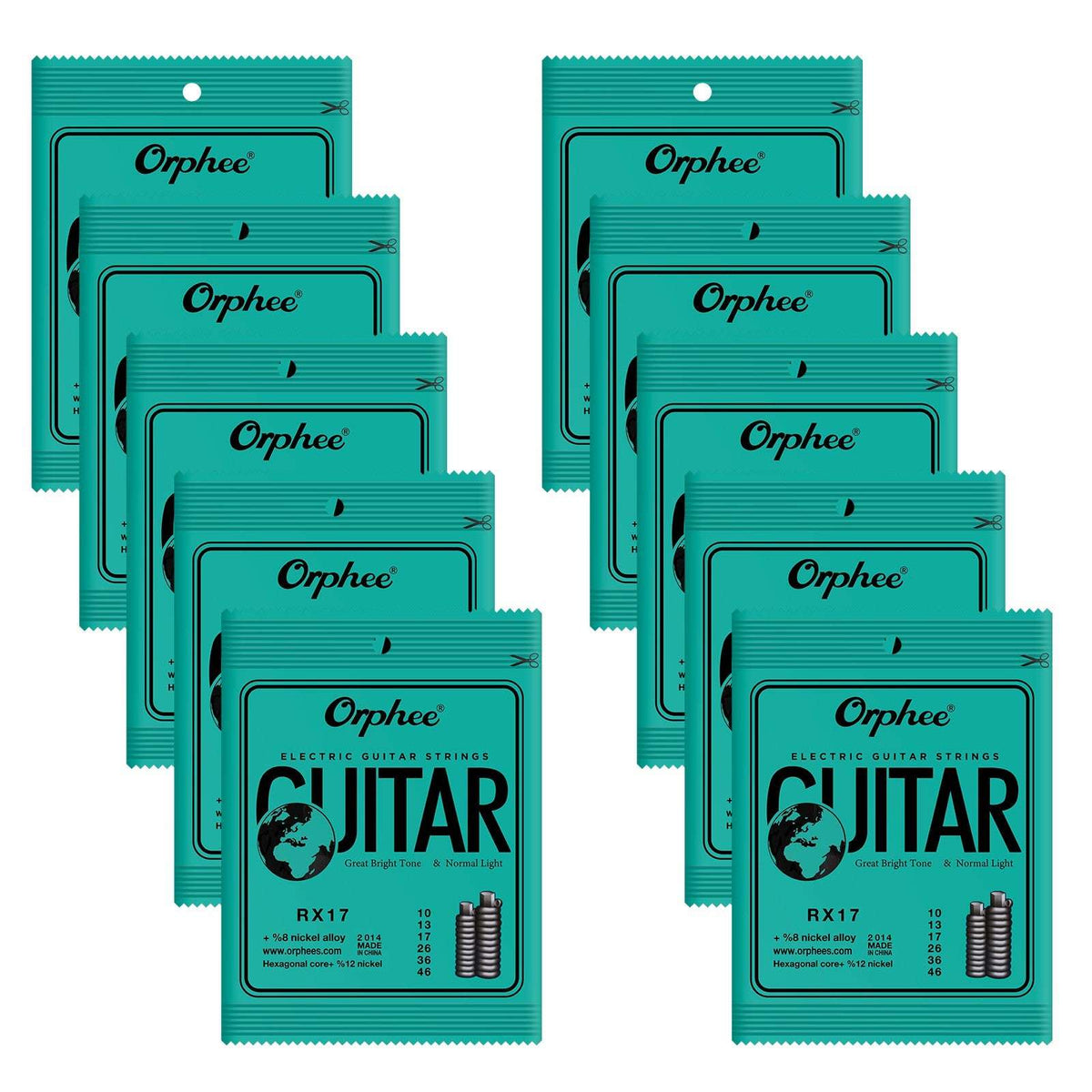 10 Pack Orphee RX17 (10-46)Guitar Strings Electric Guitar Strings 6pcs Thin