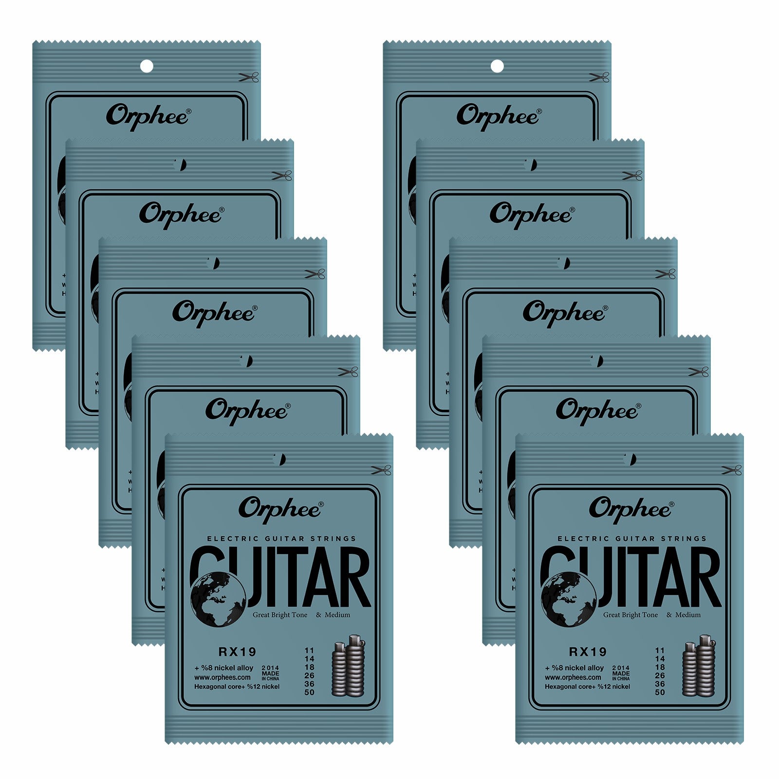 Orphee RX19 Guitar Strings 6 String Set Thin 11-50 10 Pack