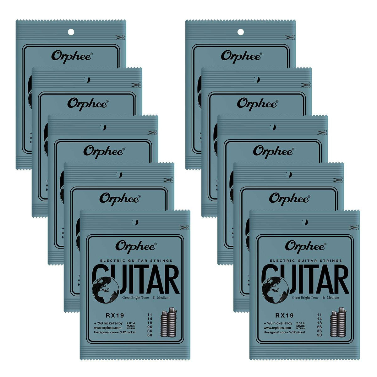 10 Sets Orphee RX19(11-50) Electric Guitar Strings 6pcs Thin