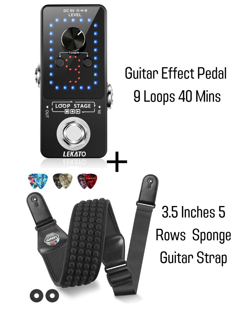 LEKATO Guitar Effect Pedal Looper 9 Loops 40 Mins