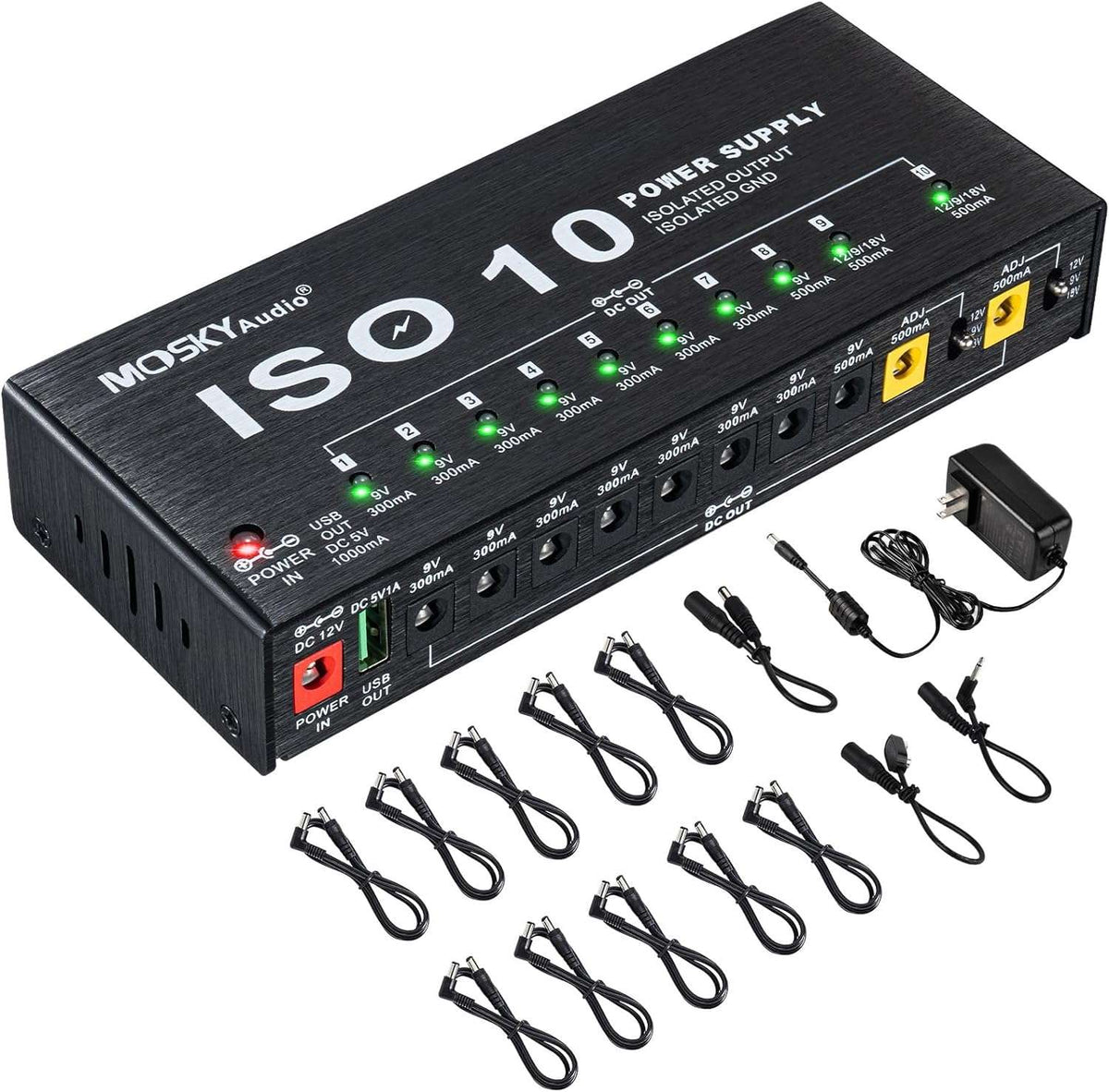 Mosky Guitar Effect Pedal Power Supply 10 Isolated DC Output 9 12 18V