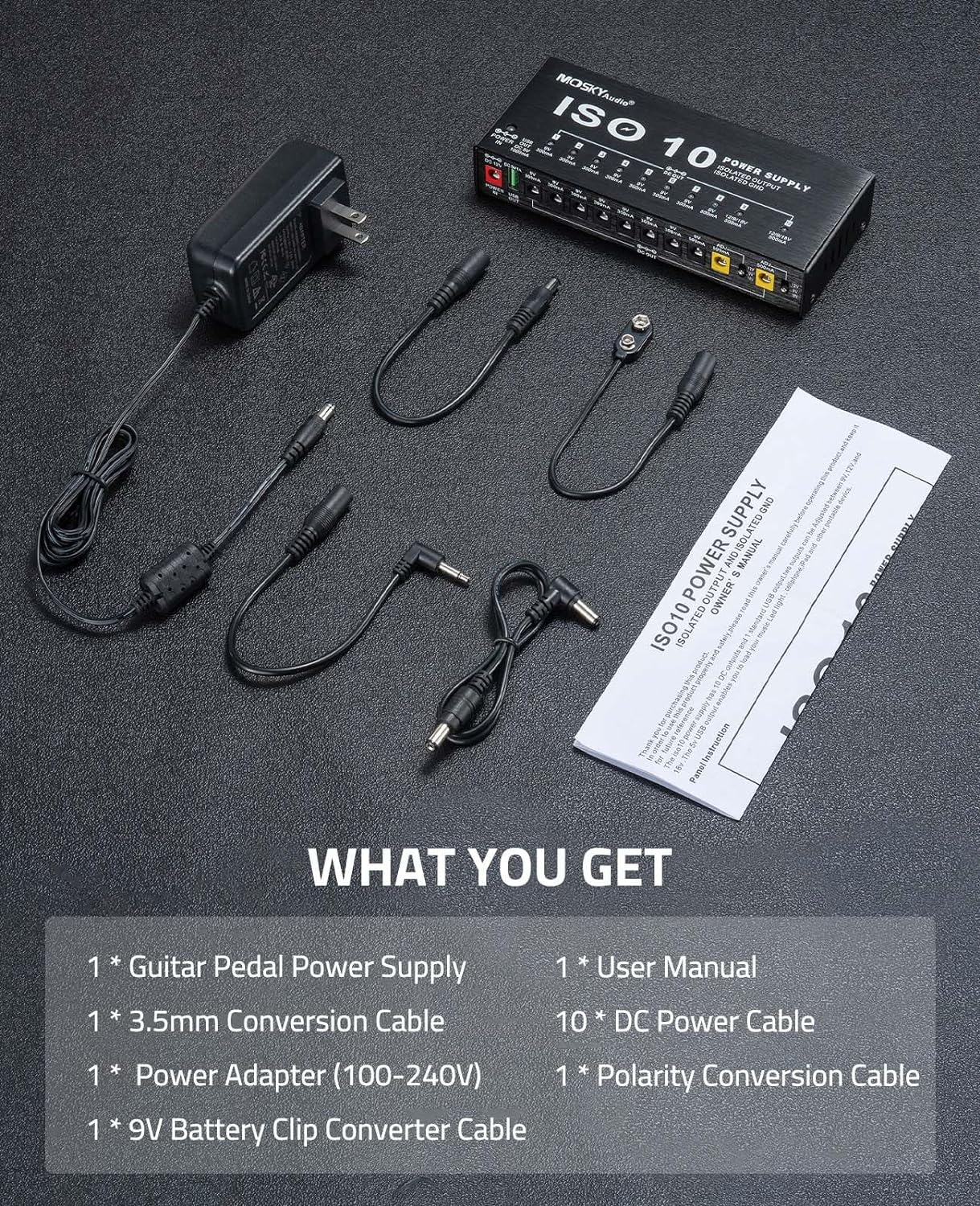 Mosky Guitar Effect Pedal Power Supply 10 Isolated DC Output 9/12/18V (US Plug)