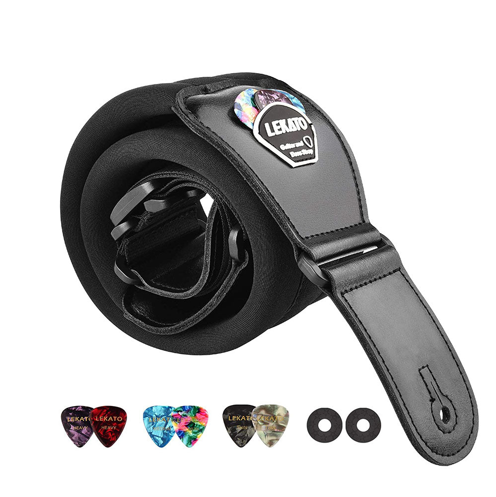 LGS 2 Adjustable Memory Foam 3 inch Guitar Strap Set