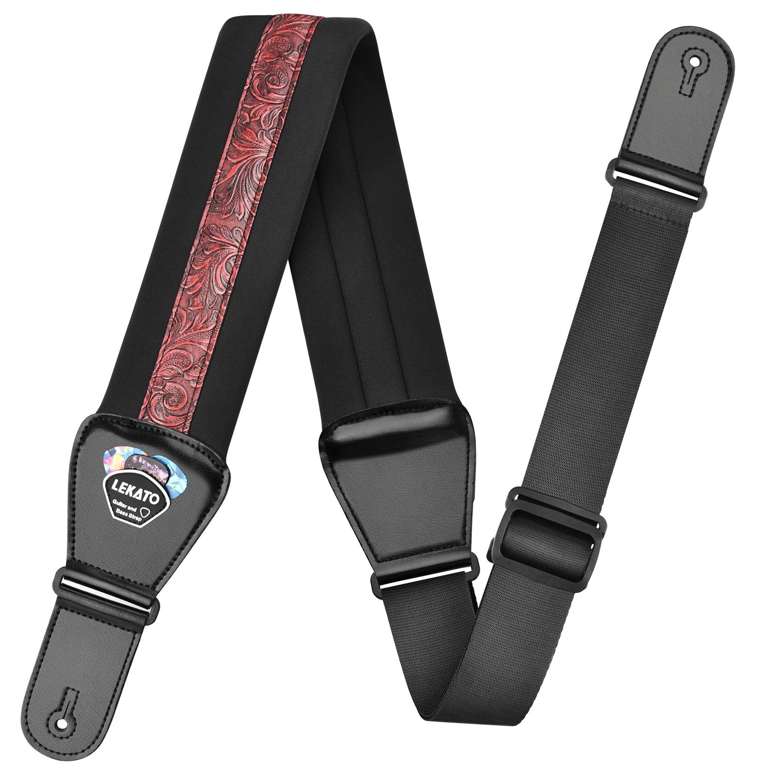 Lekato Adjustable Memory Foam Guitar Strap Bass Belt Set 3 inch Wide w/ 6 picks (Get $10 Coupon) - LEKATO-Best Music Gears And Pro Audio