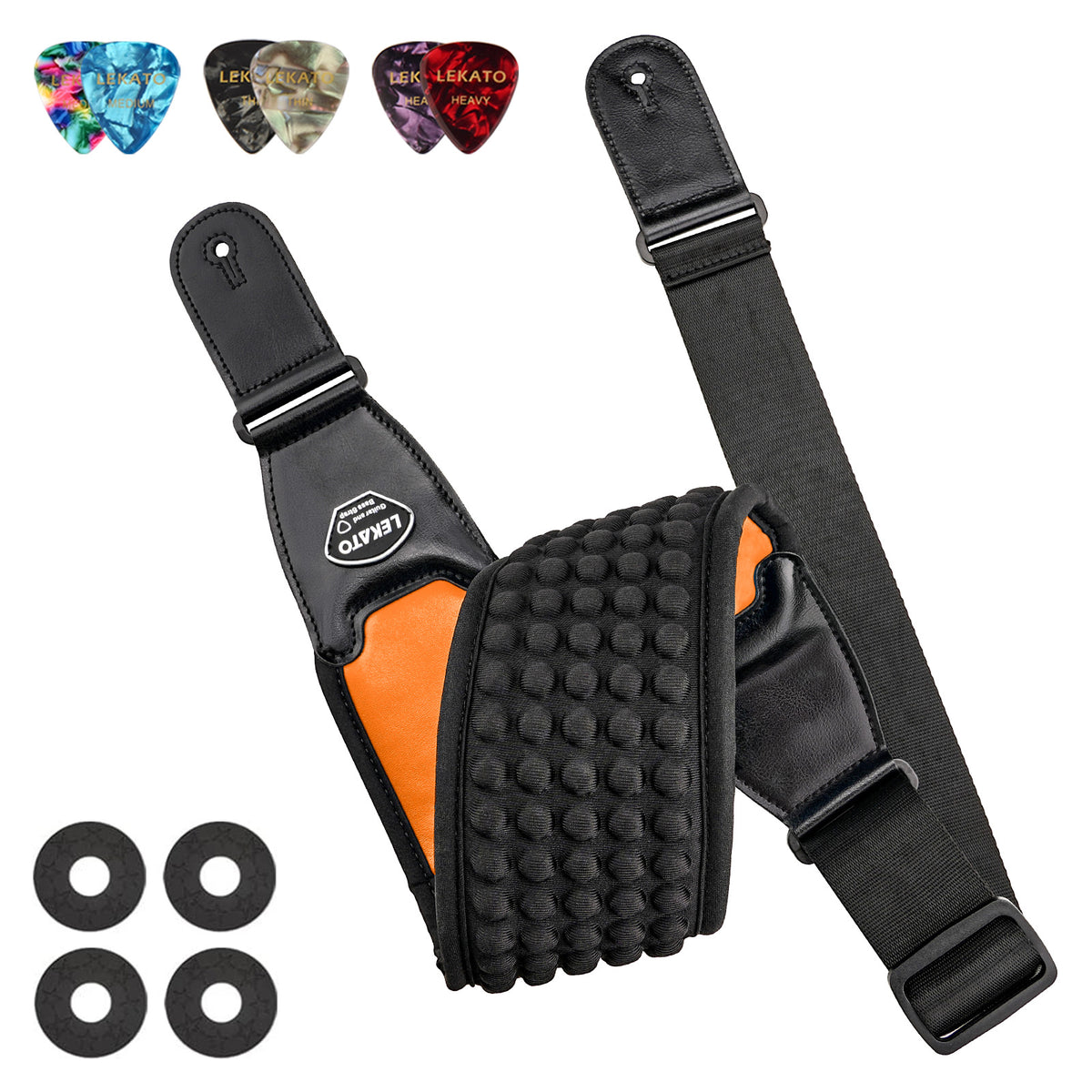 LGS 1 Electric Guitar Bass Straps 3.5" Wide w 3D Sponge Filling 45" 55" Adjustable