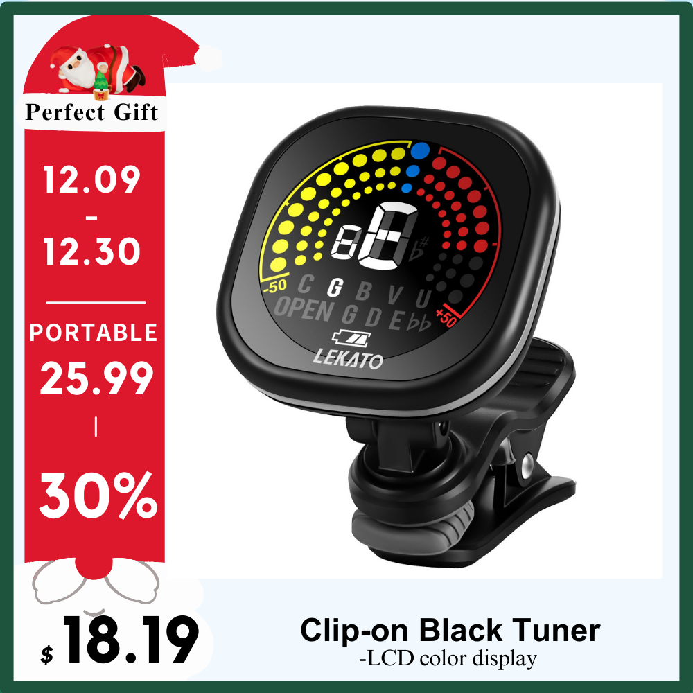 LEKATO Wiederaufladbarer Clip-on-Tuner für Gitarre, Bass, Ukulele, Violine