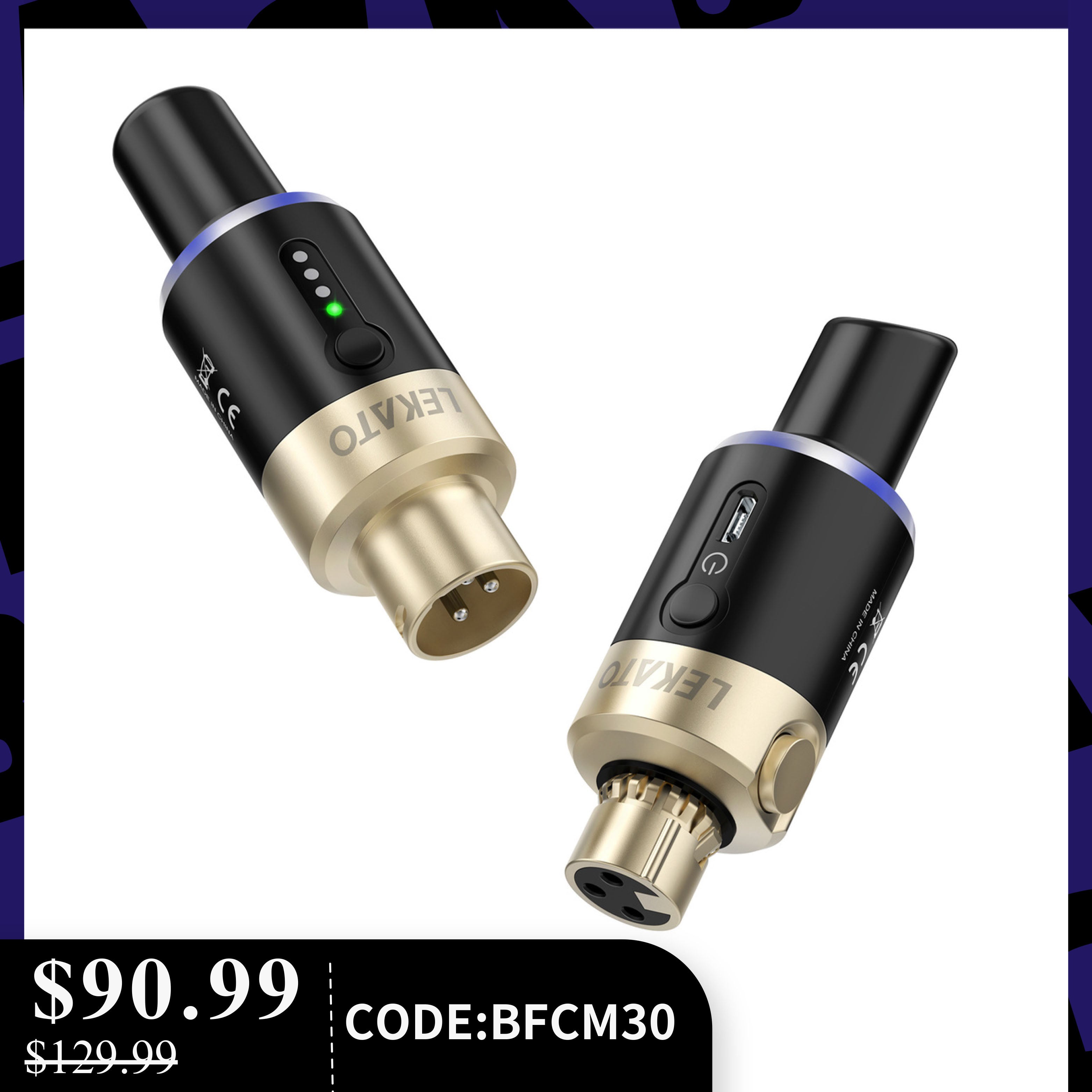 新古品 Lekato MW-1-ワイヤレスマイクシステムプラグオンxlrトランス