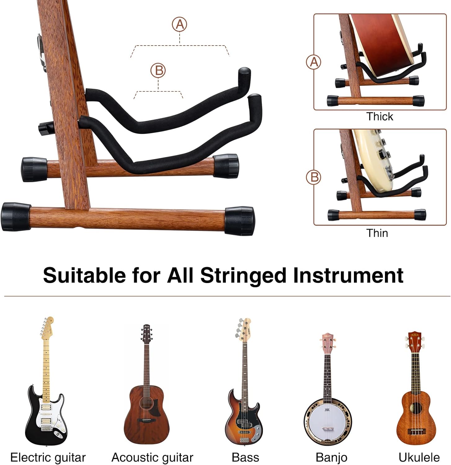 LEKATO LGS-10 Wood Guitar Stand A-Frame Folding