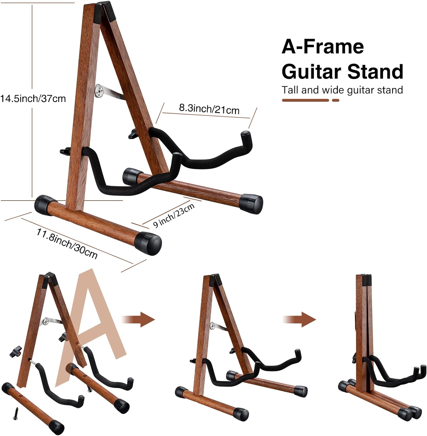 LEKATO LGS-10 Holz-Gitarrenständer A-Rahmen klappbar 