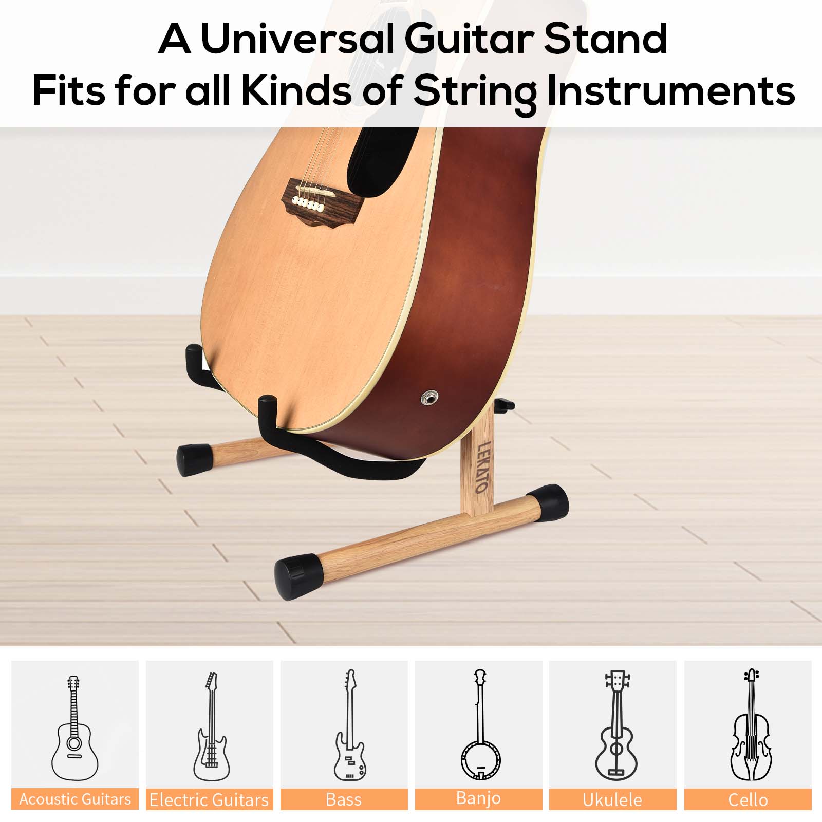 LEKATO LGS-10 Wood Guitar Stand A-Frame Folding