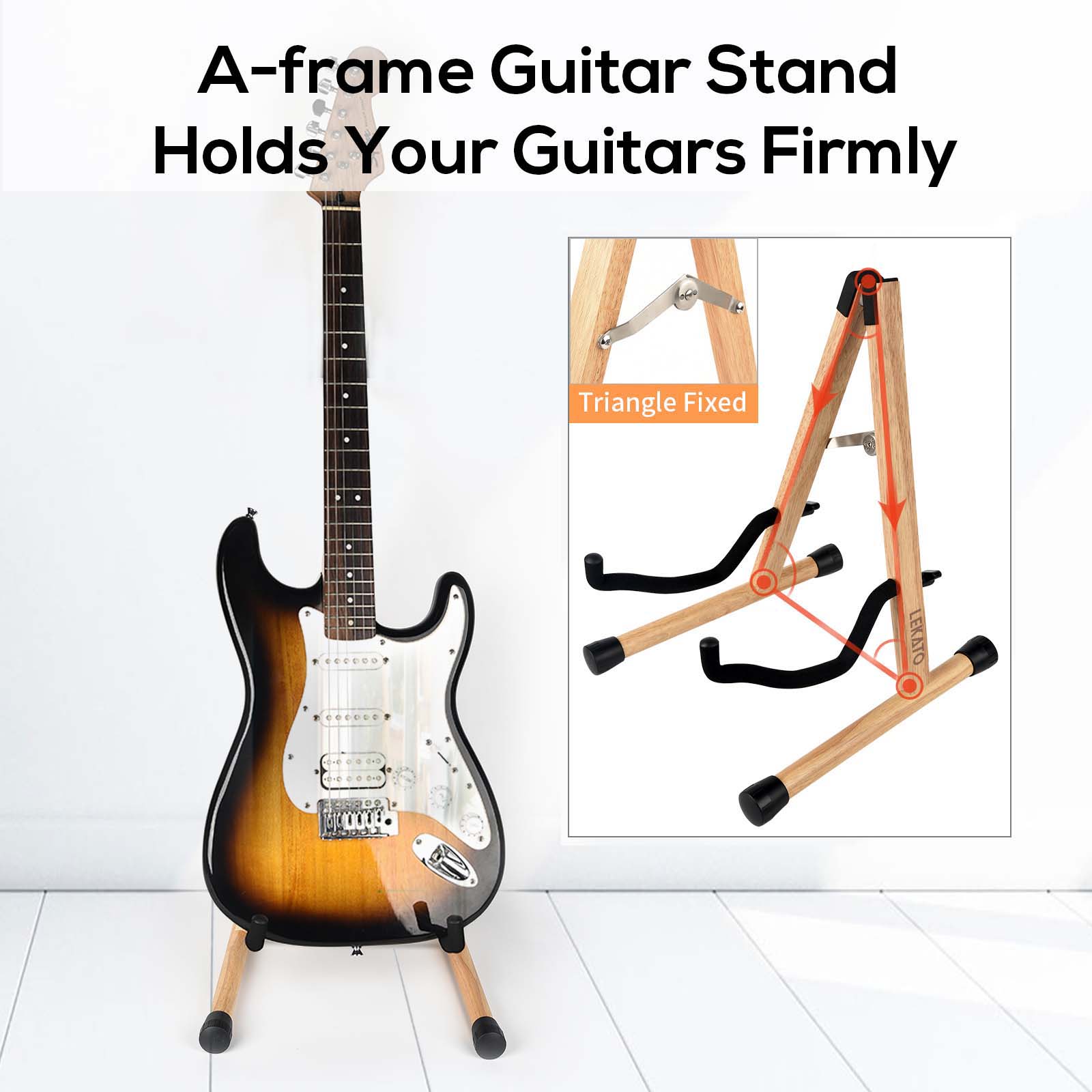 LEKATO LGS-10 Wood Guitar Stand A-Frame Folding