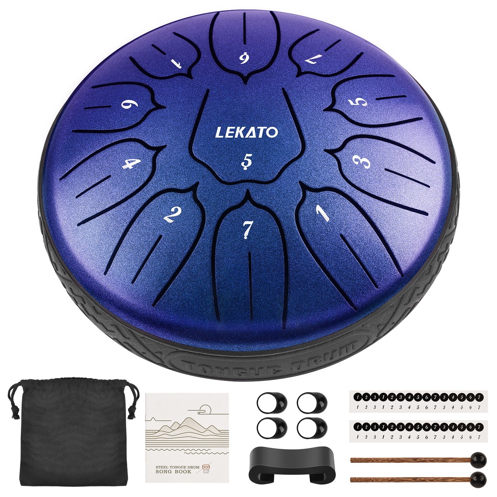 LEKATO 6" Tongue Drum 11 Notes D Tune Percussion Zen Meditation Yoga Gift