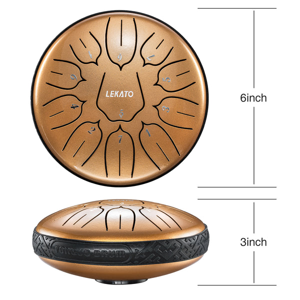 LEKATO Steel Tongue Drum 6 Inch 11 Notes D Major Musical Education Meditation Yoga