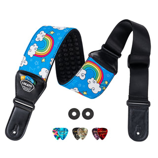 Buy rainbow LEKATO Guitar Bass Strap 3" Wide Padded w/ 3D Sponge Filling Adjustable 45" to 55"