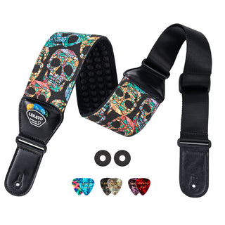 Buy colorful-skull LEKATO Guitar Bass Strap 3" Wide Padded w/ 3D Sponge Filling Adjustable 45" to 55"