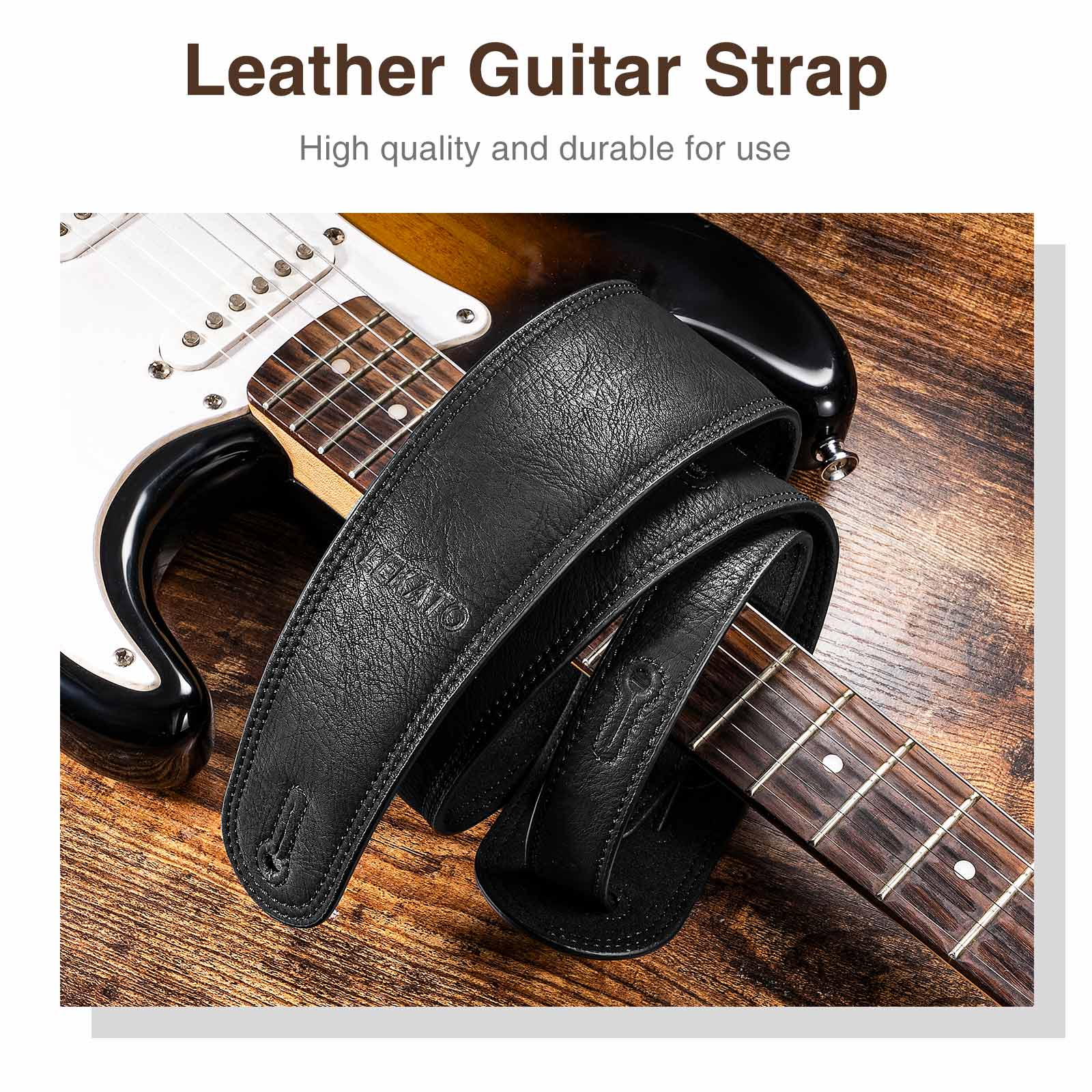 LEKATO LGS-7 Leather Thicken Foam Guitar Strap Padded 2.5” Wide 41”-51”