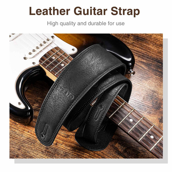 LEKATO LGS-7 Bass Guitar Strap Padded 2.5” Wide Leather Thicken Foam 41”-51”