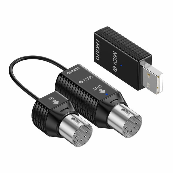 LEKATO Wireless MIDI Adapter Bluetooth w/ USB Dongle 5 PIN for Synthesizer