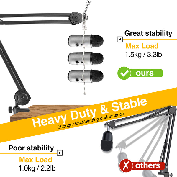 JAMELO Microphone Stand Heavy Duty Suspension Scissor Mic Boom Arm For Desktop Table - LEKATO-Best Music Gears And Pro Audio