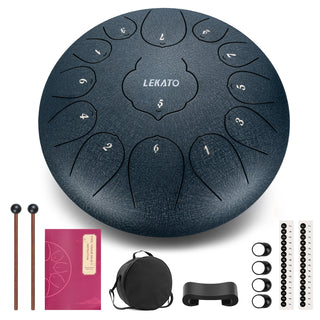 LEKATO Steel Tongue Drum 12 Inch 13 Tones C Key Beginner Hanpan Drum Meditation Yoga