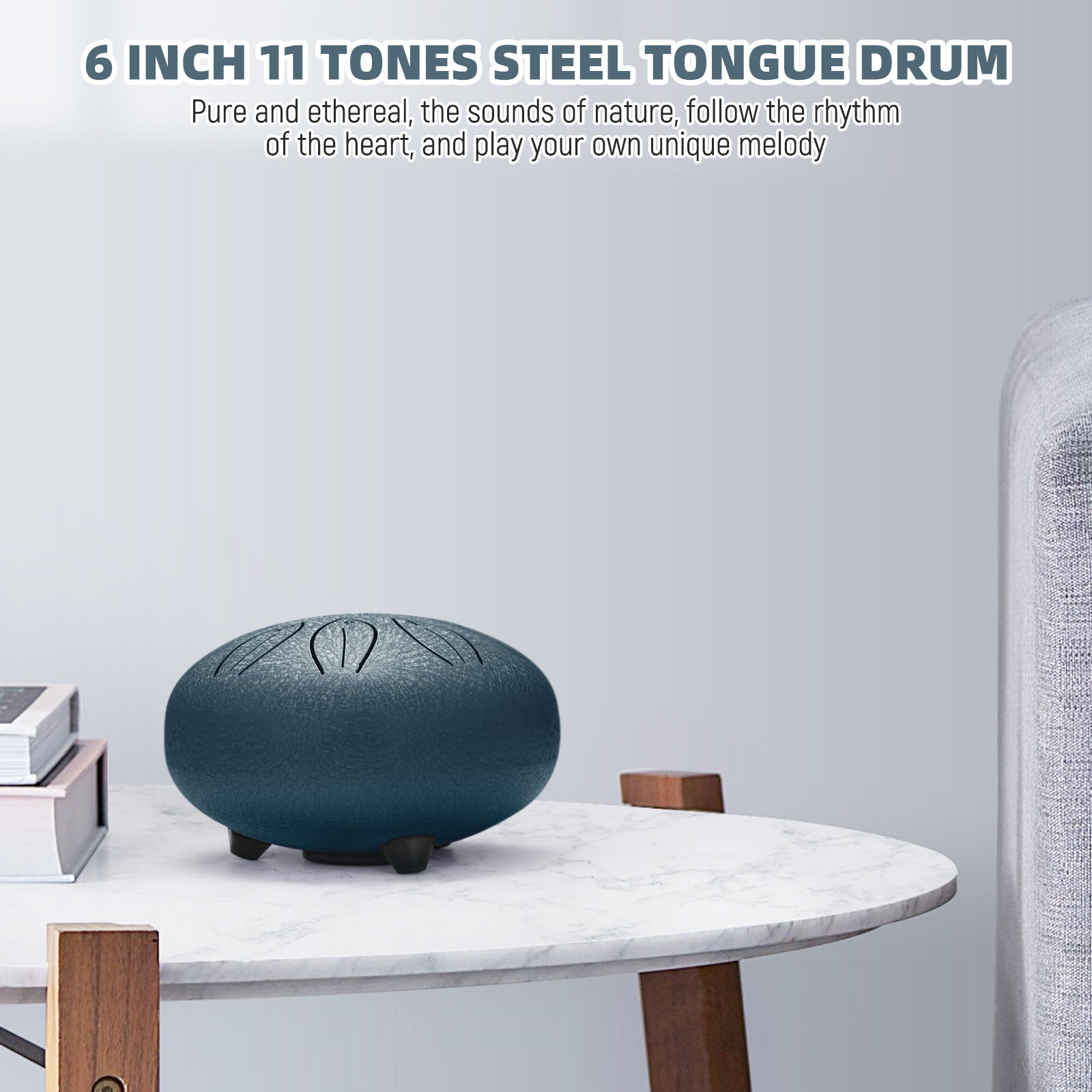 LEKATO 6" Tongue Drum 11 Notes C Key Percussion Zen Meditation Yoga Gift