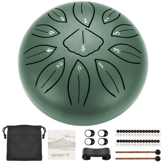 Buy stone-green LEKATO Steel Tongue Drum 6 Inch 11 Notes C Key Beginner Zen Drum Meditation Yoga