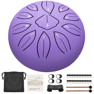 Buy purple LEKATO Steel Tongue Drum 6 Inch 11 Notes C Key Beginner Zen Drum Meditation Yoga