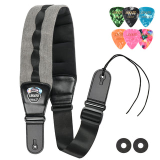 Buy gray LEKATO Guitar Strap 3.5” Wide Padded Thickened Foam Adjustable Length 45"-55"