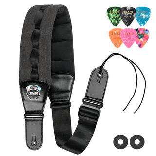 Buy black LEKATO Guitar Strap 3.5” Wide Padded Thickened Foam Adjustable Length 45"-55"