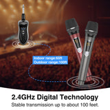 JAMELO Wireless Microphones Dual Handheld Dynamic Mic w/ 2.4Ghz Singing