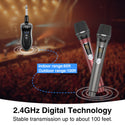 JAMELO Wireless Microphones Dual Handheld Dynamic Mic w/ 2.4Ghz Singing