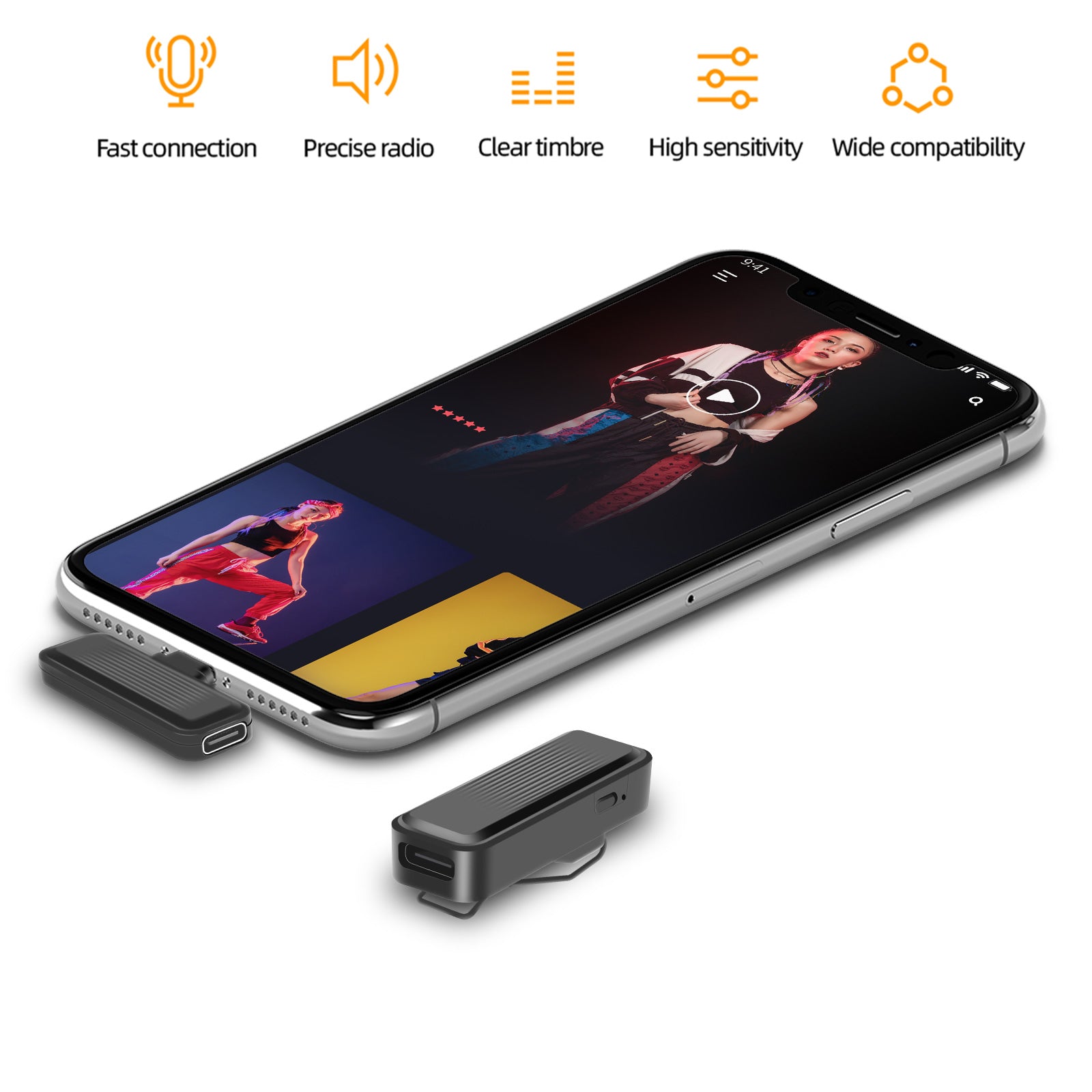 2.4g Mobile Phone Wireless Lavalier Microphone Protable Small and Versatil RX / TX Transmitter