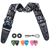 LEKATO Adjustable Electric Guitar Bass Strap 2.5" Wide Belt Shoulder Pad W/ 6 Picks - LEKATO-Best Music Gears And Pro Audio