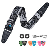 LEKATO Adjustable Electric Guitar Bass Strap 2.5" Wide Belt Shoulder Pad W/ 6 Picks - LEKATO-Best Music Gears And Pro Audio